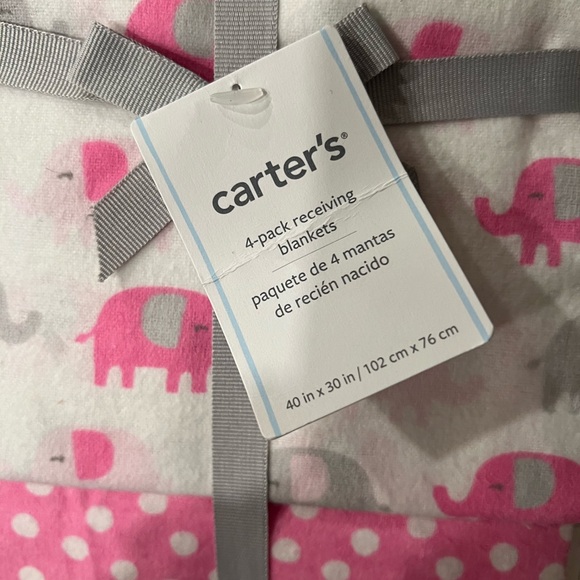 NWT 2 Packs of Baby Girls Receiving Blankets Burp Cloths Floral Elephant Pink - Picture 2 of 4